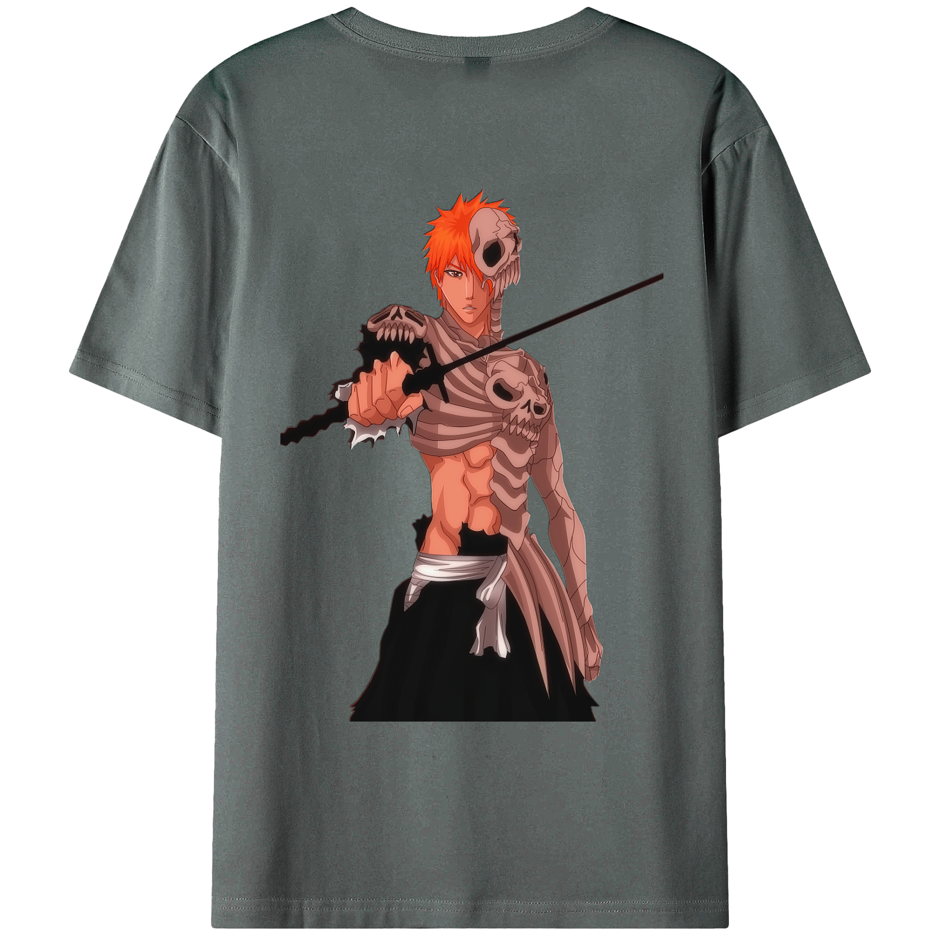 （画像用） ブリーチ 黒崎一護（くろさき いちご）BLEACH Kurosaki Ichigo 綿100％ メンズ半袖Tシャツ（バックプリント） 通気性